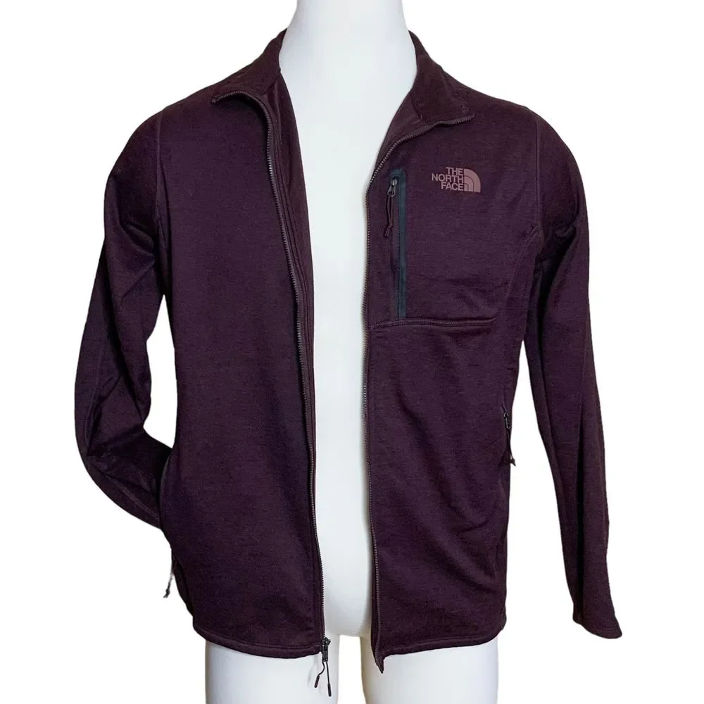 The North Face Men's Canyonlands Full-Zip Fleece Jacket Burgundy Long Sleeve L